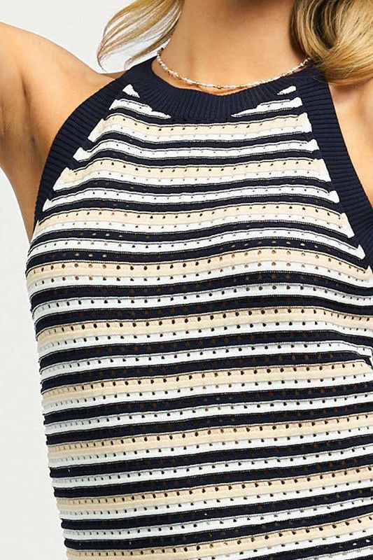 Stripped navy top
