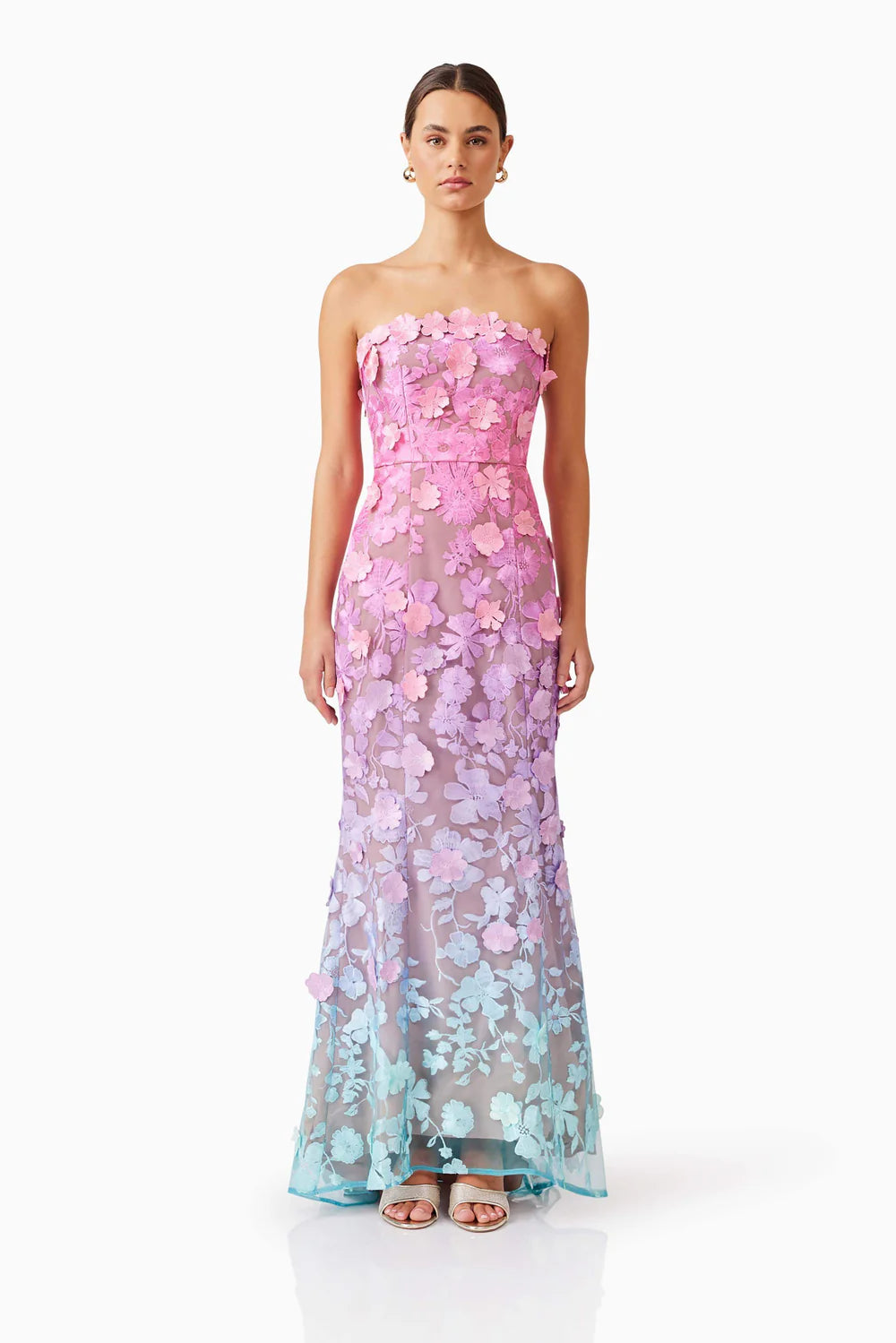 Lia Floral strapless maxi dress