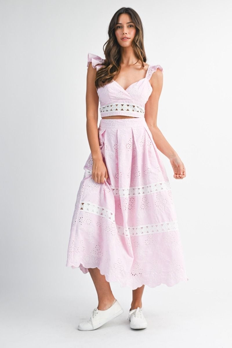 Liz pink skirt set