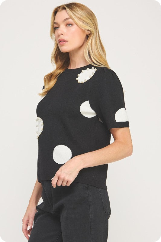 Polka dot and pearl sweater