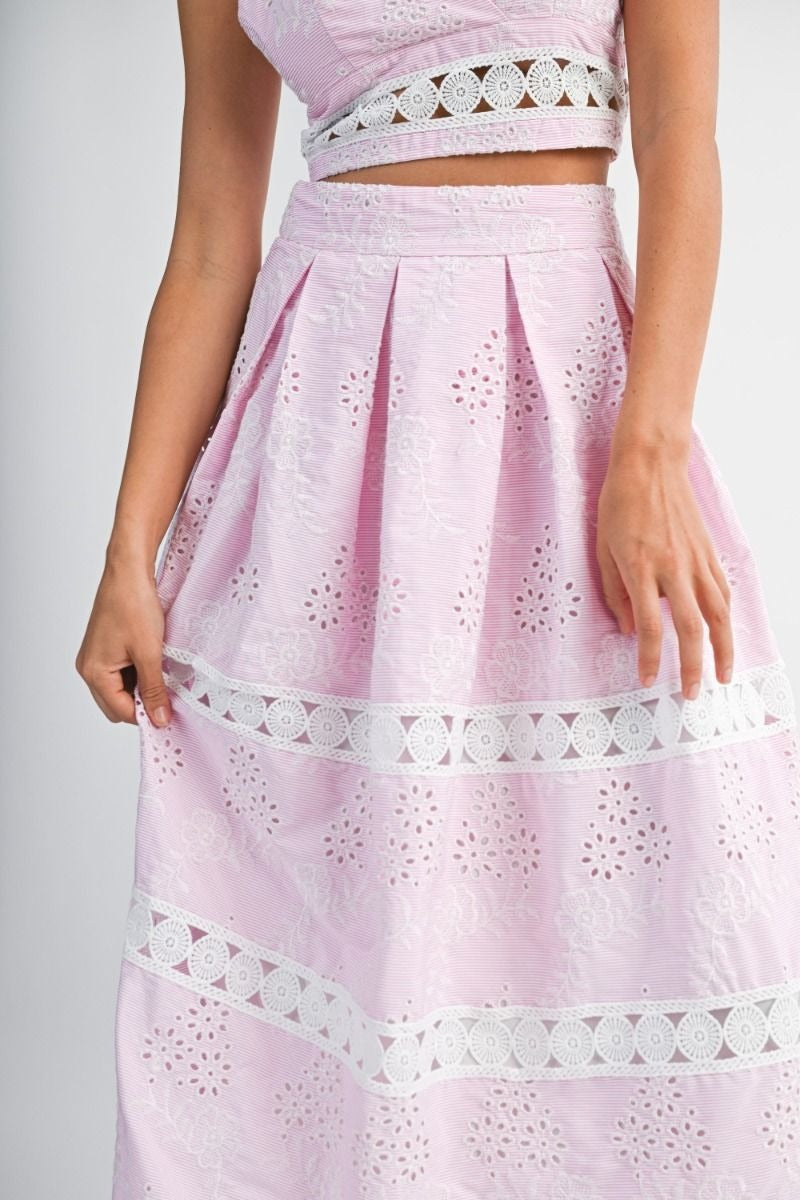 Liz pink skirt set