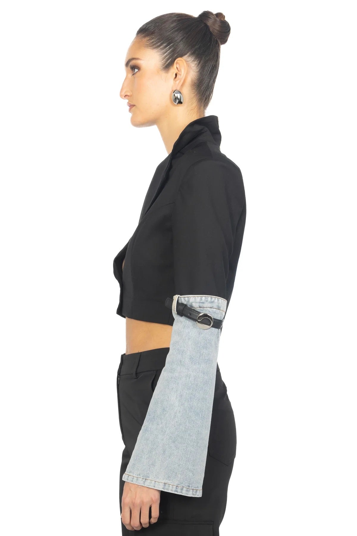 Jacket with denim sleeves