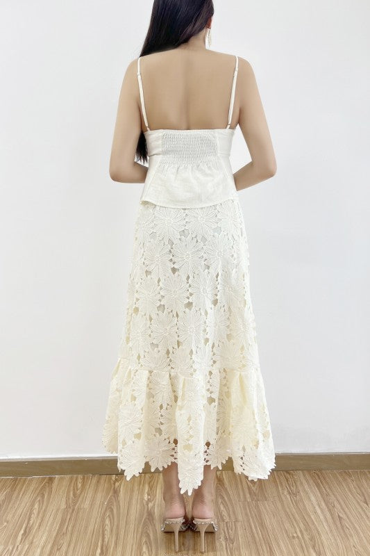 Apricot Embroidered skirt set