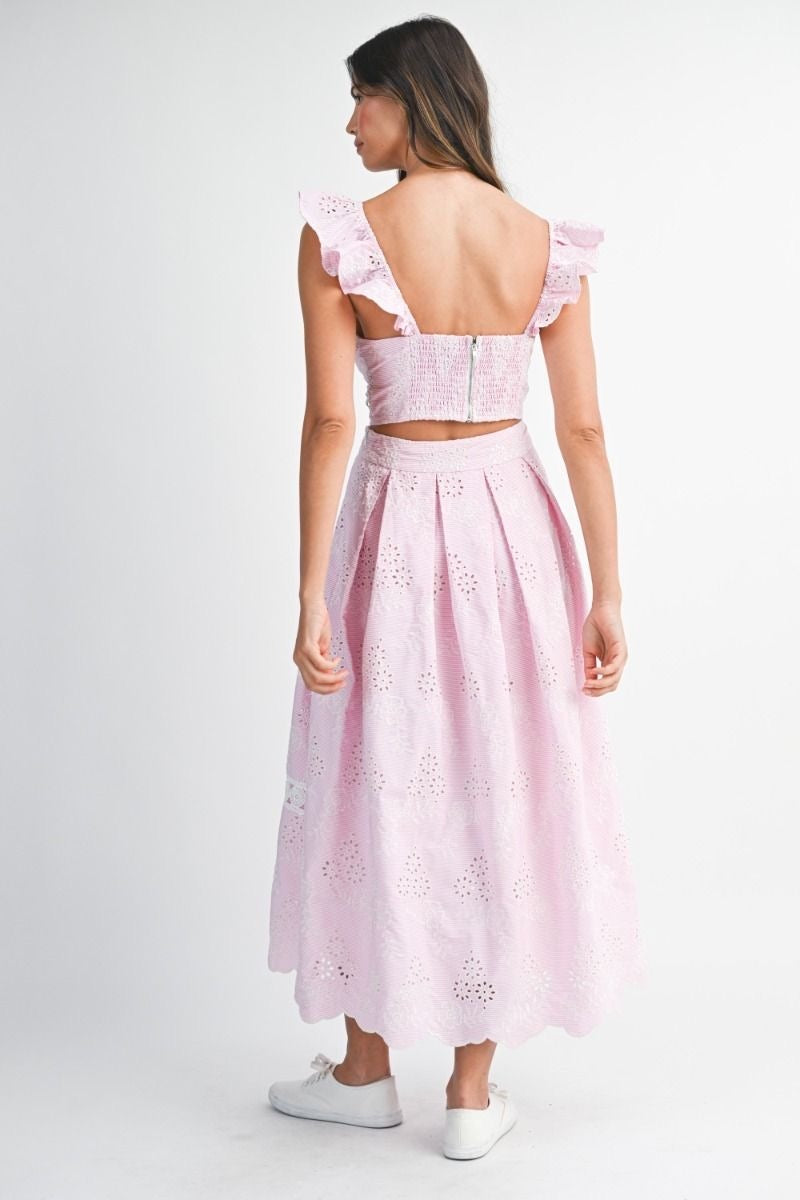 Liz pink skirt set