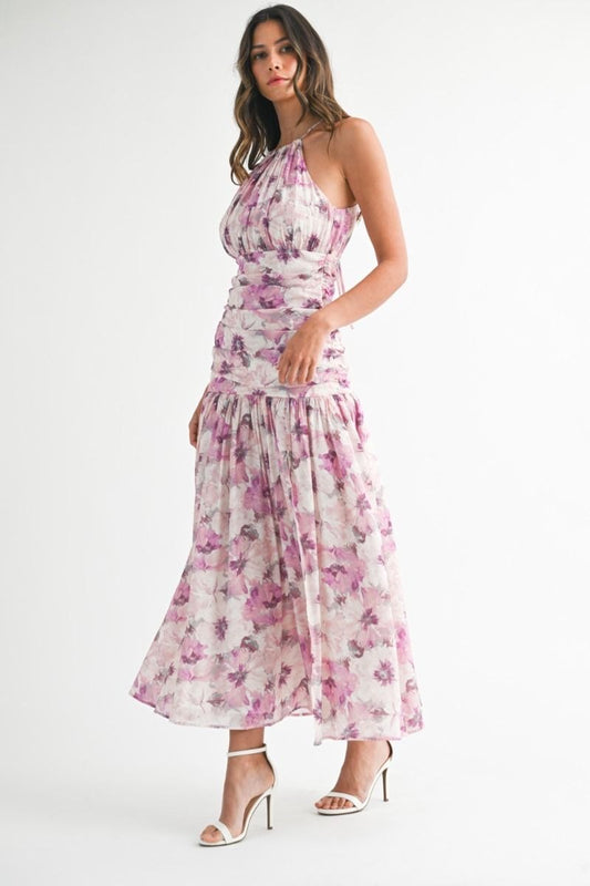 Garden pink maxi dress