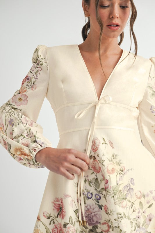 Floral long sleeve mini dress