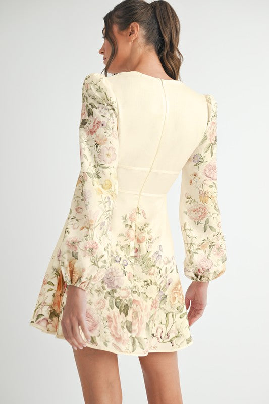 Floral long sleeve mini dress
