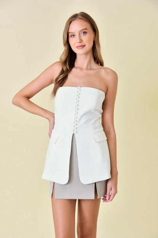 Strapless white top
