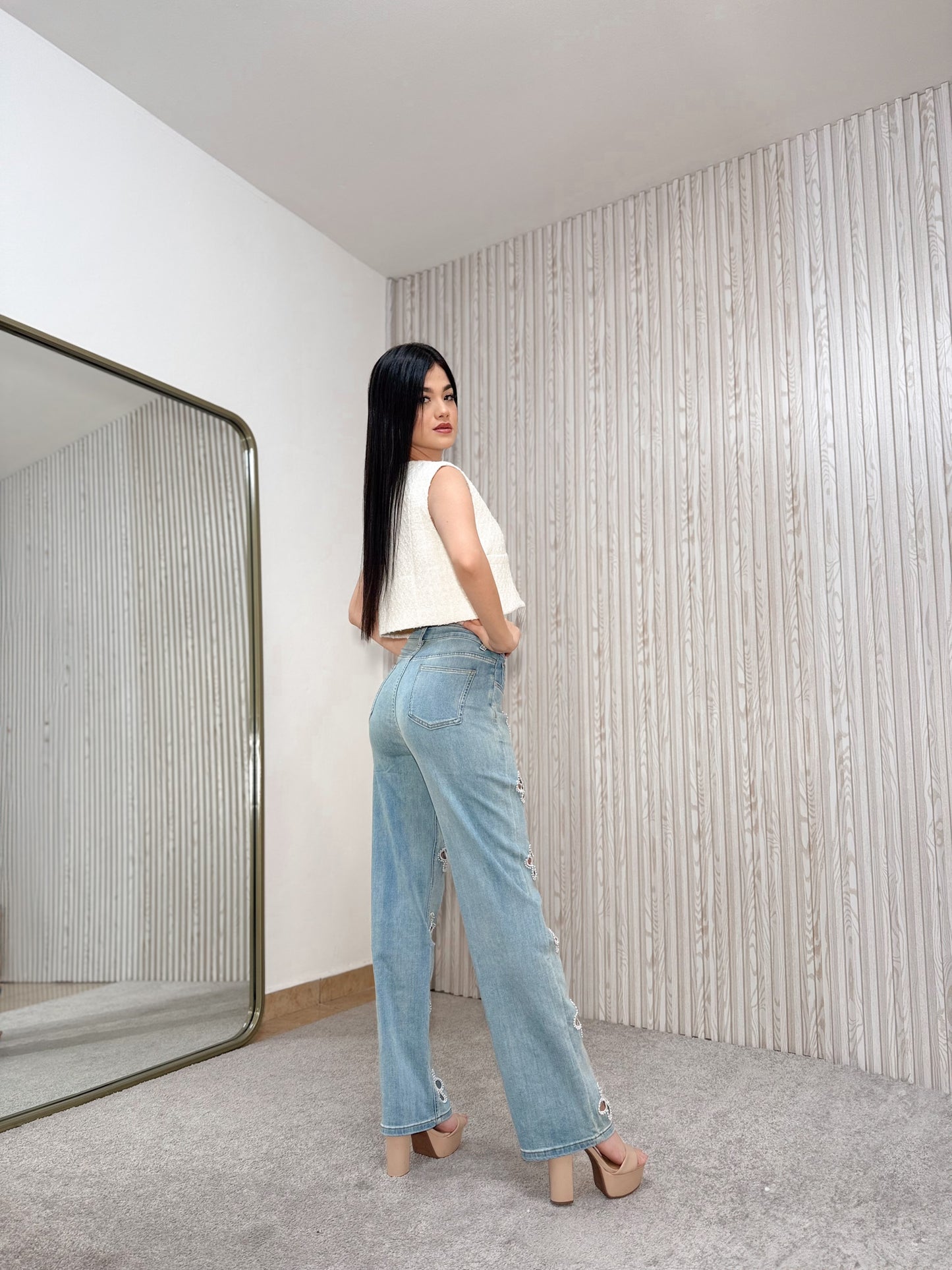 Pearls Denim pants