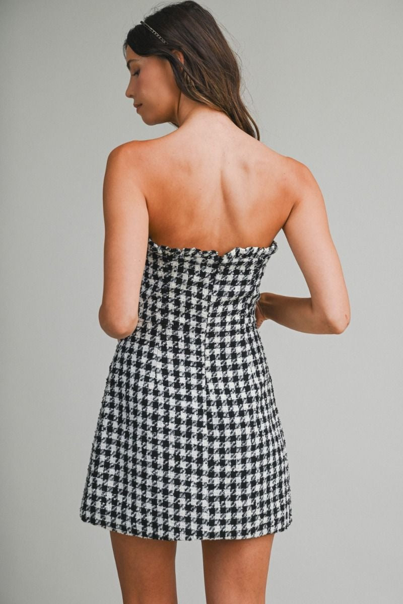 Strapless plaid dress