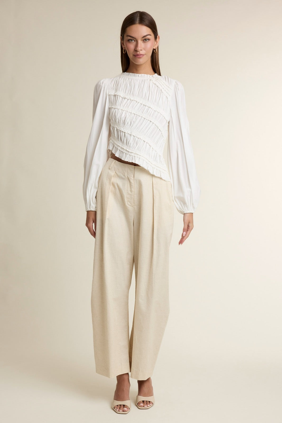 Asymmetric Ruched top