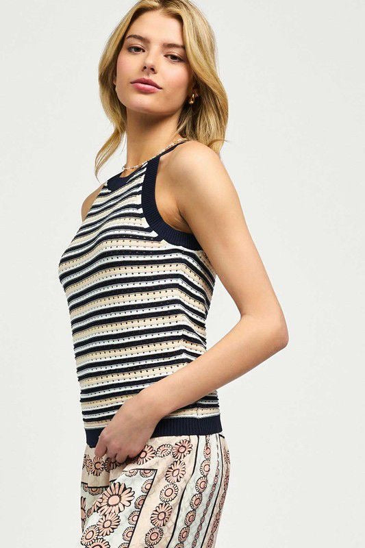 Stripped navy top