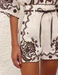 Embroidered short set