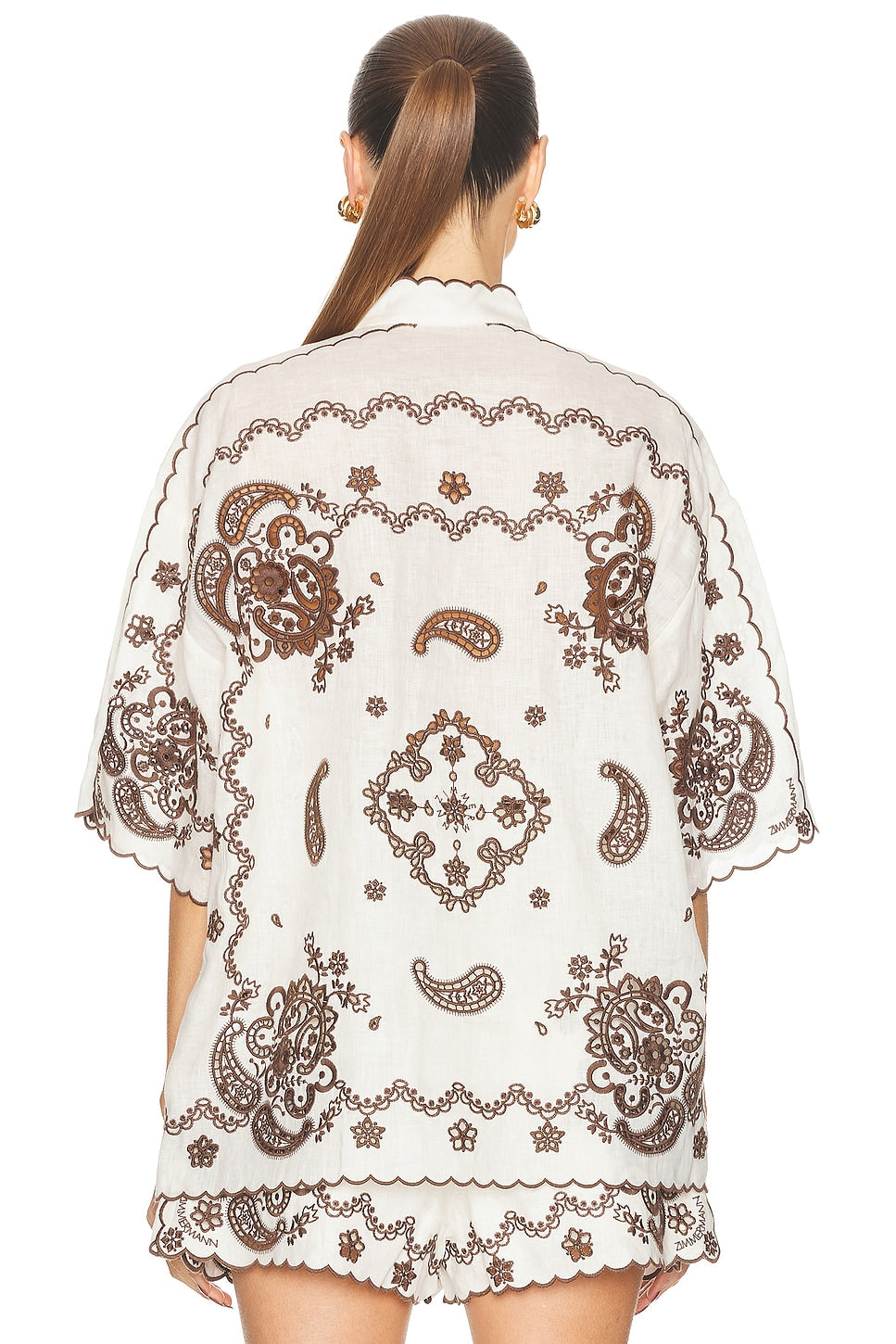 Embroidered short set