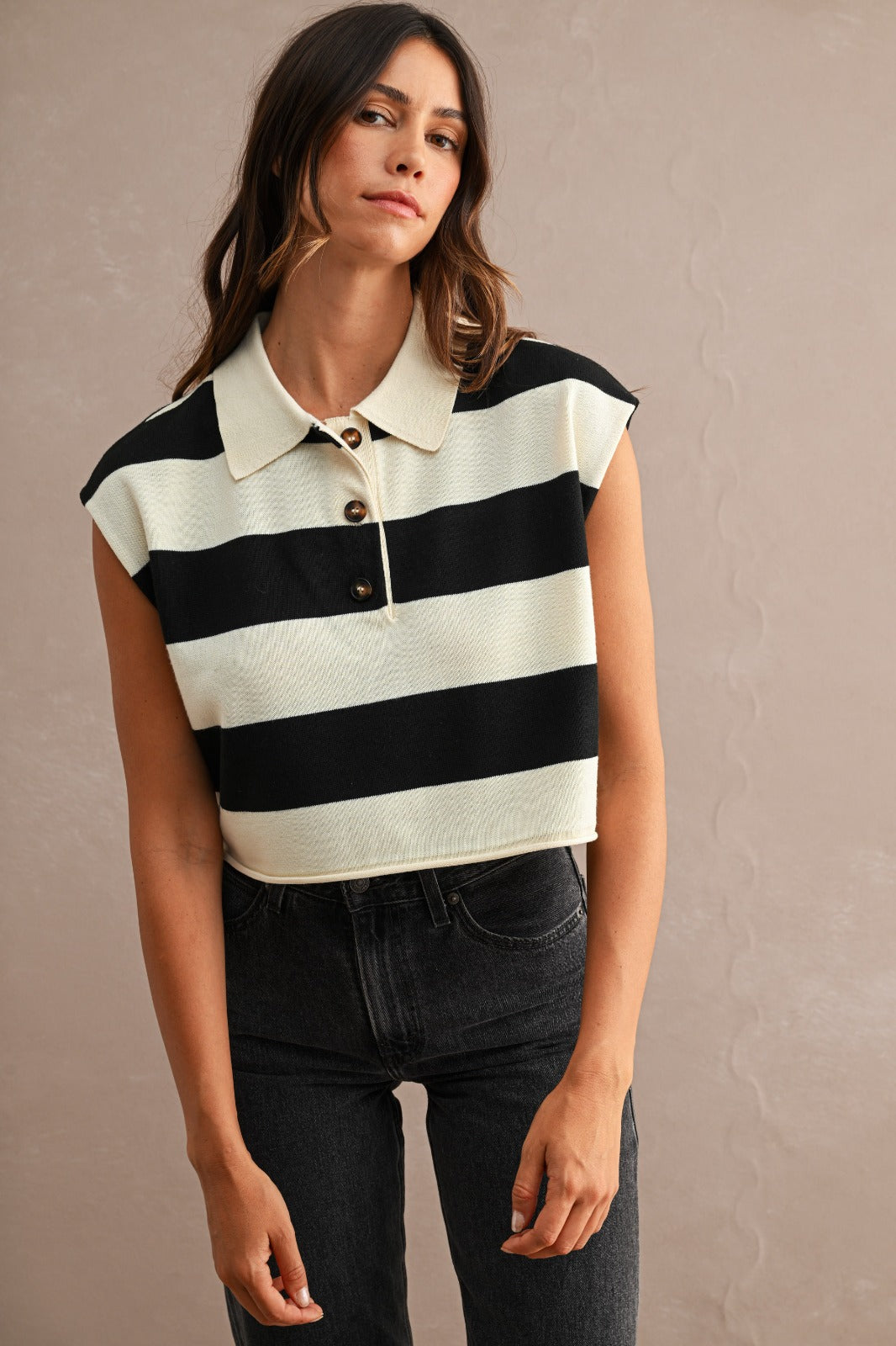 Striped polo top