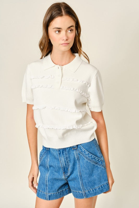 Polo Lace detail Top