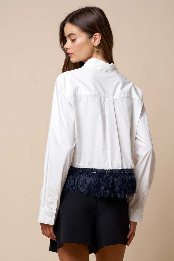 long-sleeve shirt with fringe