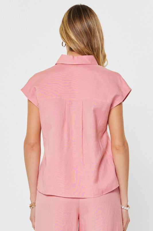 Pink Linen Blouse