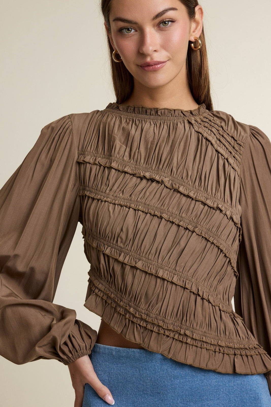 Asymmetric ruched  top
