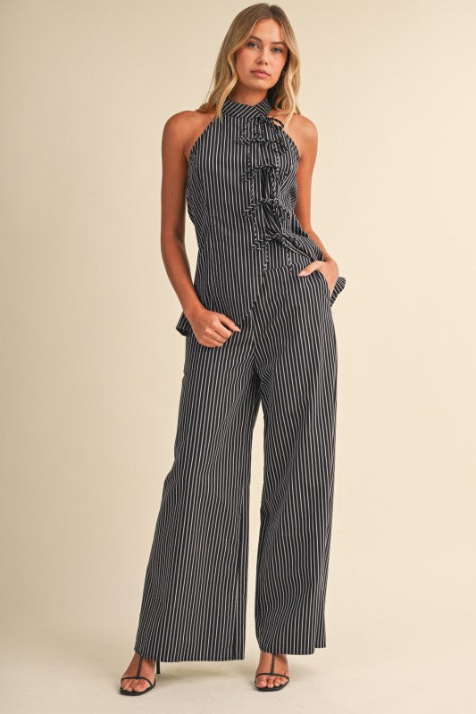 striped set with bun details