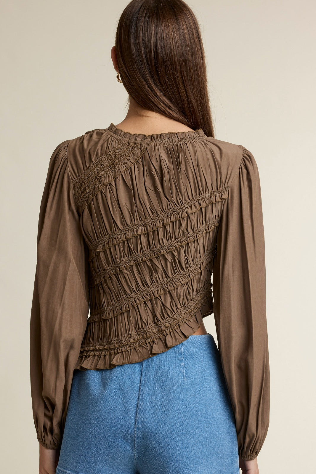 Asymmetric ruched  top