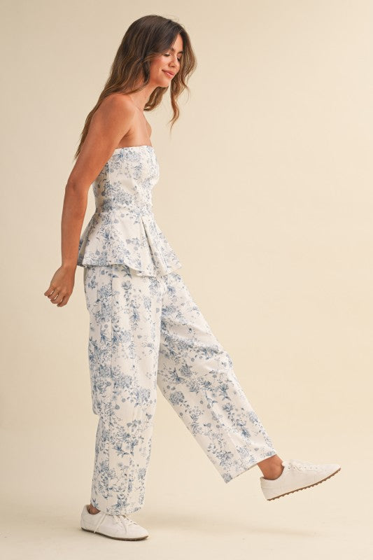 Floral baby blue Denim set