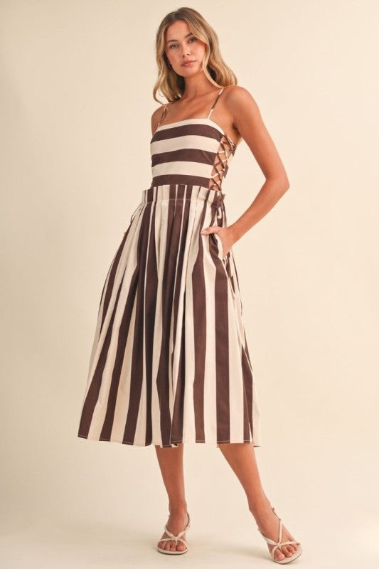 Brown striped dress