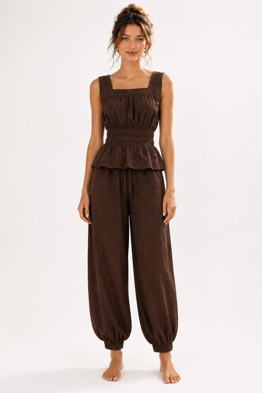 Embroidery Brown casual set