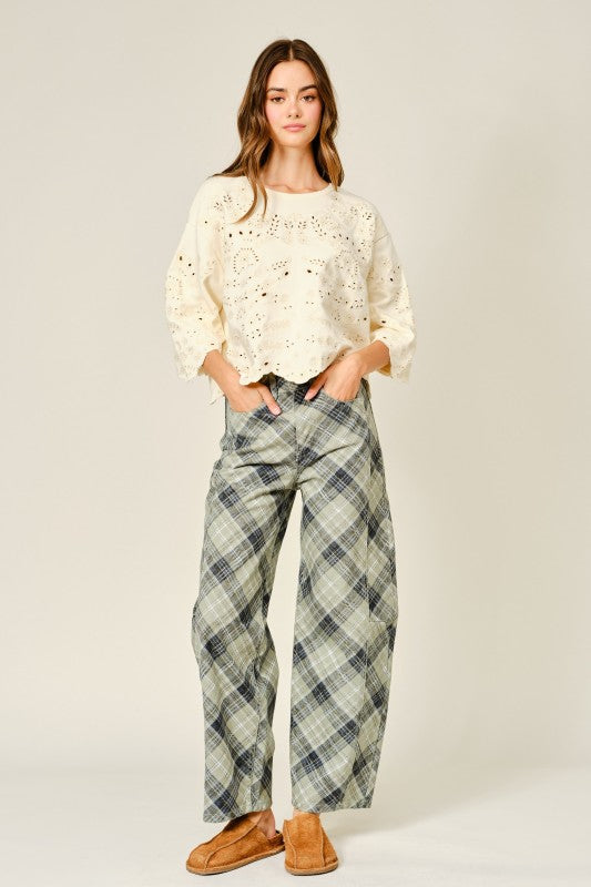 Plaid Barrel pants