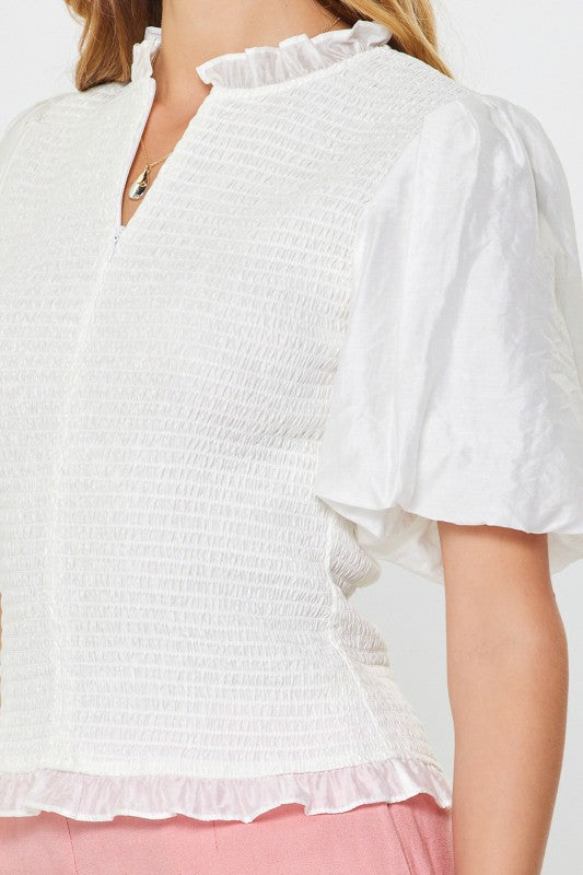 Aura white zip top