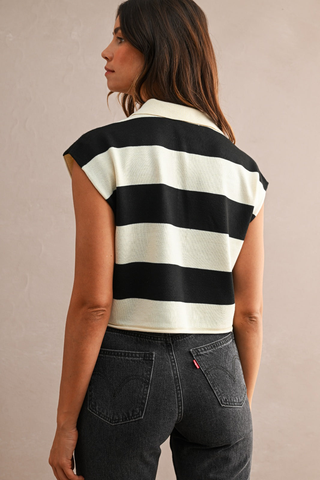 Striped polo top