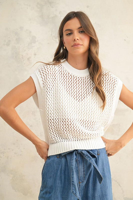 Cream Isa crochet top