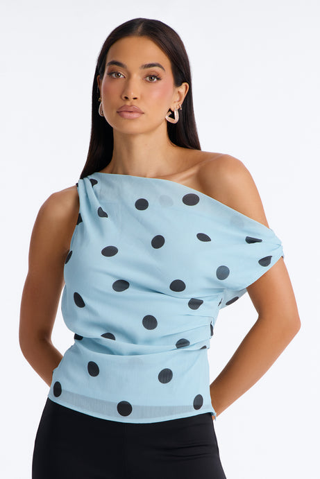 Polkadot baby blue suni top
