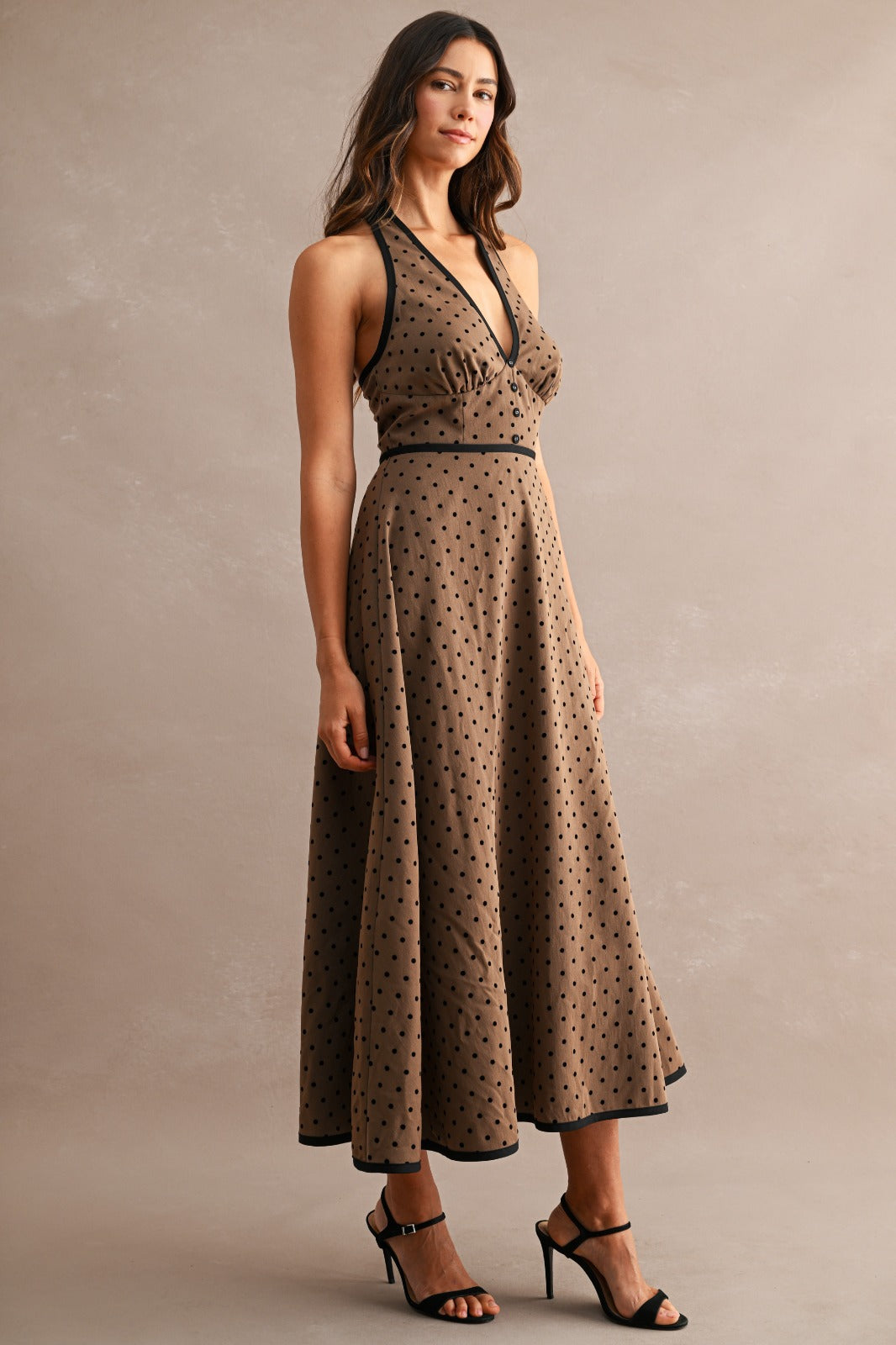 Polka dot victoria máxi dress