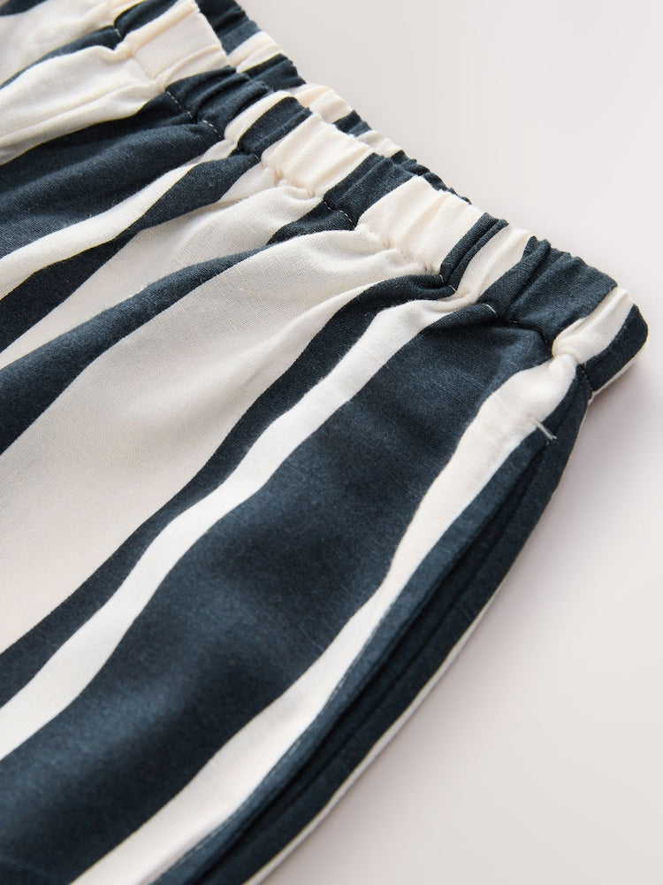 Navy blue strapless striped set