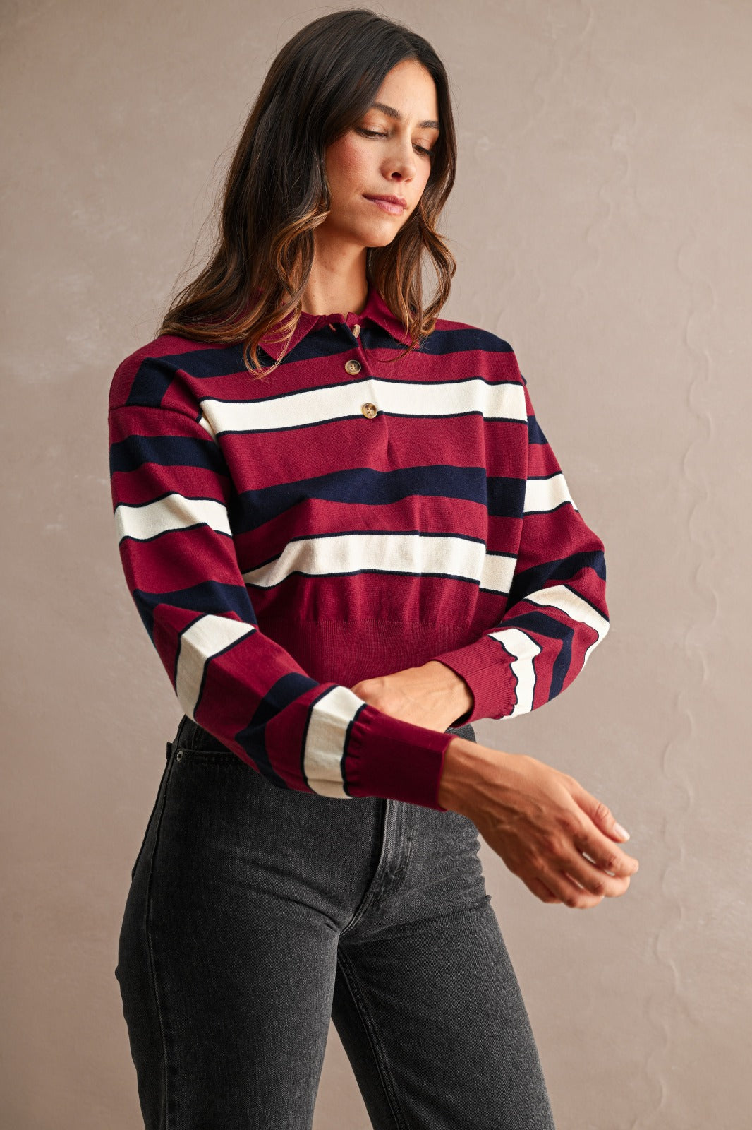 Striped Amanda polo top