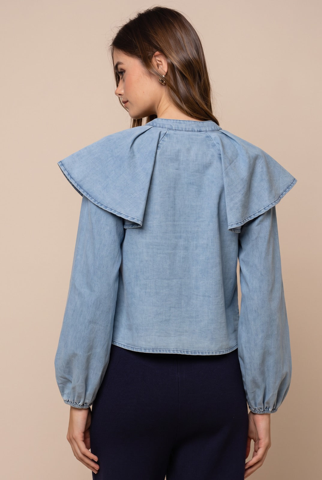 denim blouse with a cape