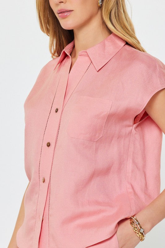 Pink Linen Blouse