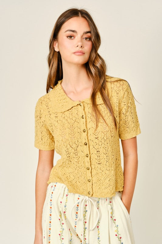 Collared knit cardigan