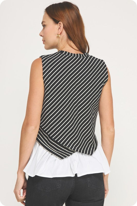Striped black & white top