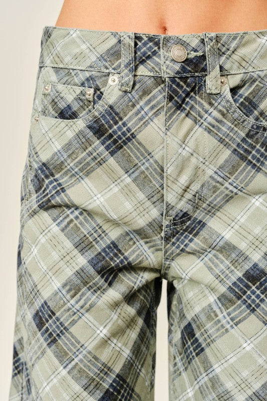 Plaid Barrel pants