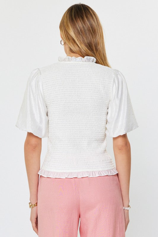 Aura white zip top