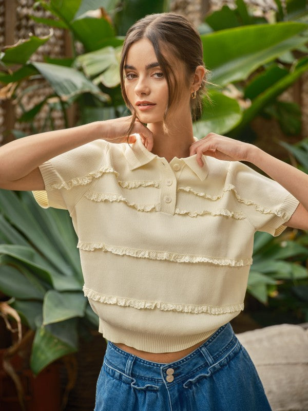 Polo Lace detail Top