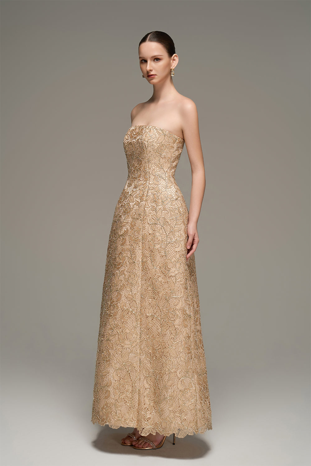 Strapless Isabela Gold maxi dress