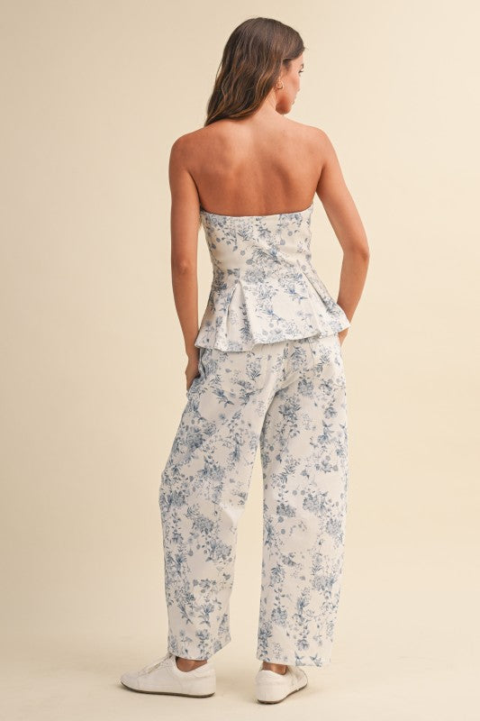 Floral baby blue Denim set