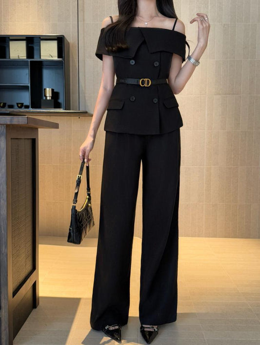 Strapless black Linen set