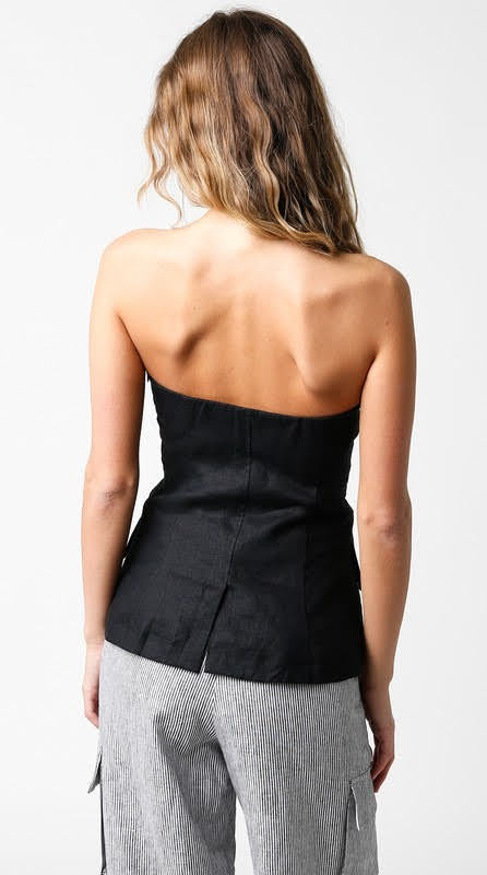 Strapless linen top