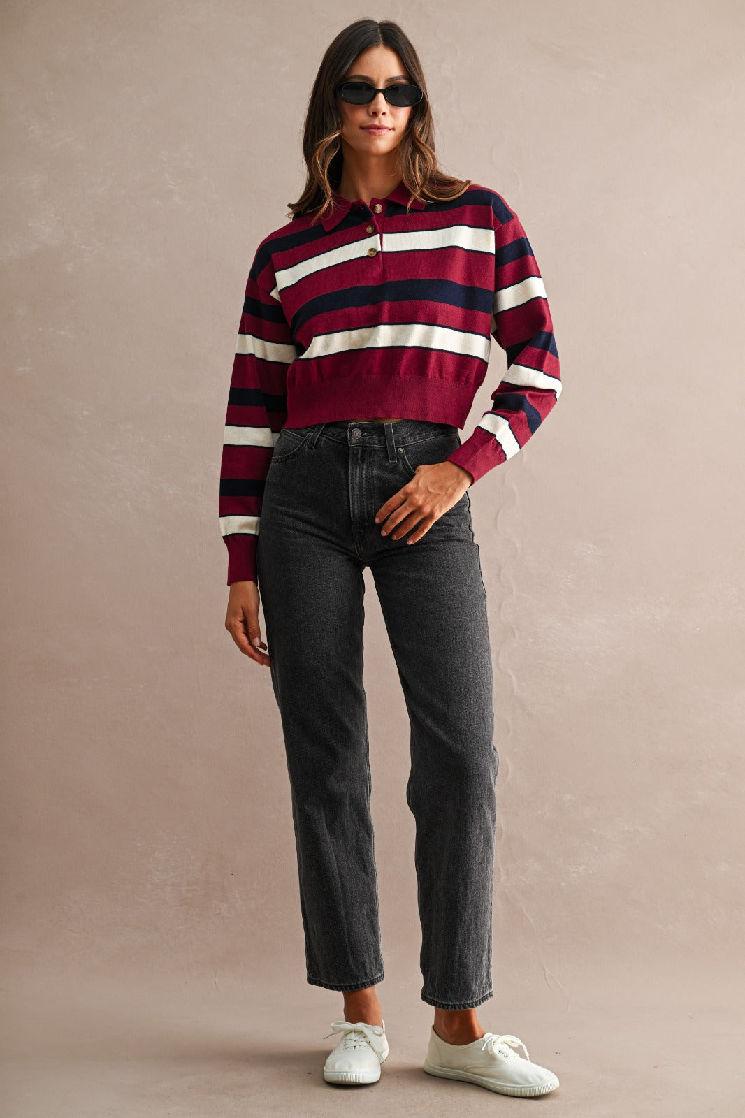 Striped Amanda polo top