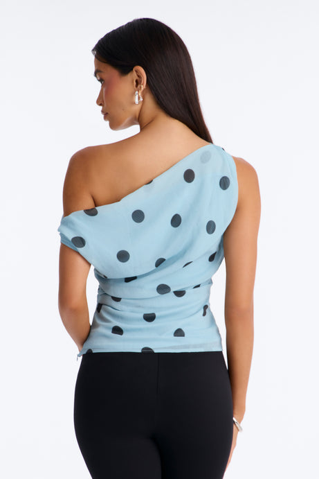 Polkadot baby blue suni top