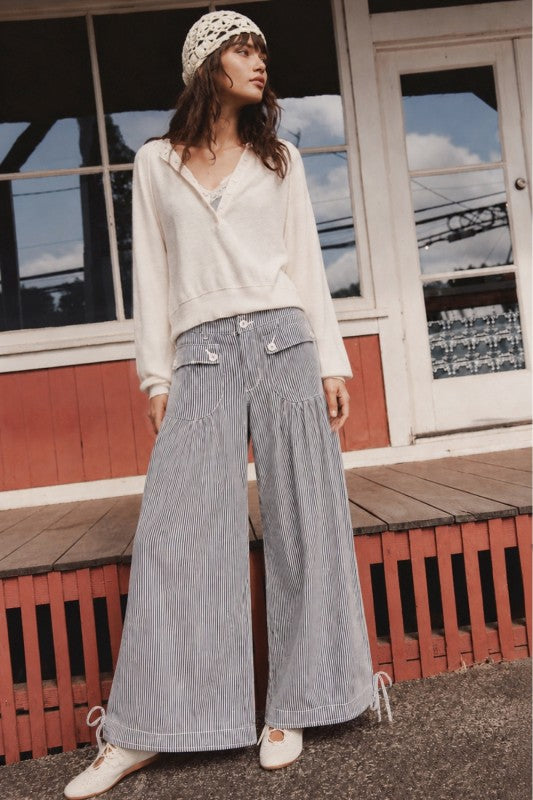 Striped Denim pants